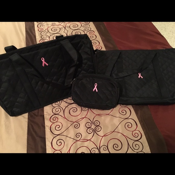 3-piece travel tote set - Breast cancer awareness