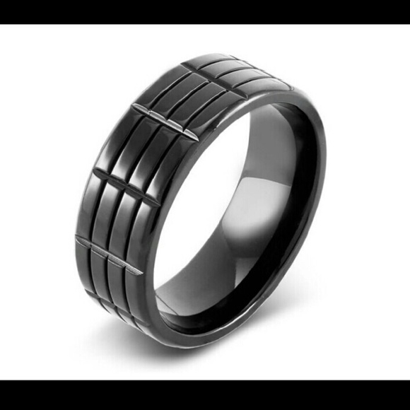 Men's 8mm Black Titanium Ring - Size 10