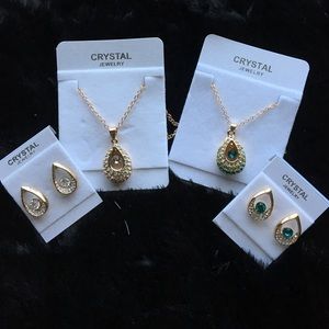 Crystal necklace and earring sets