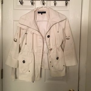 white rain coat