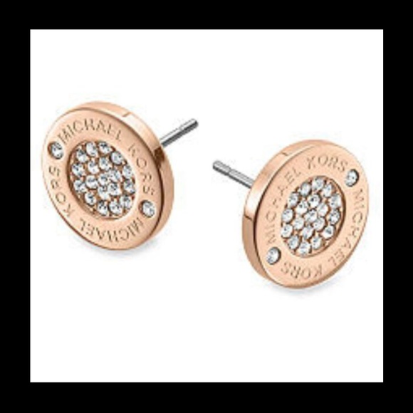 New Rose Golden Round Fashion earrings last one - Picture 2 of 5