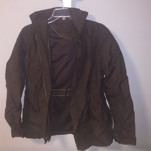 Brown rain coat