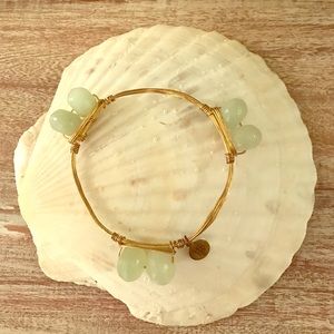 Bourbon and Bowties gold and jade bangle
