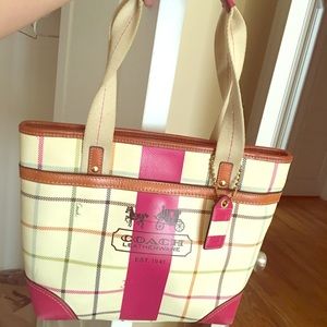 Coach Heritage Stripe Tattersall Tote