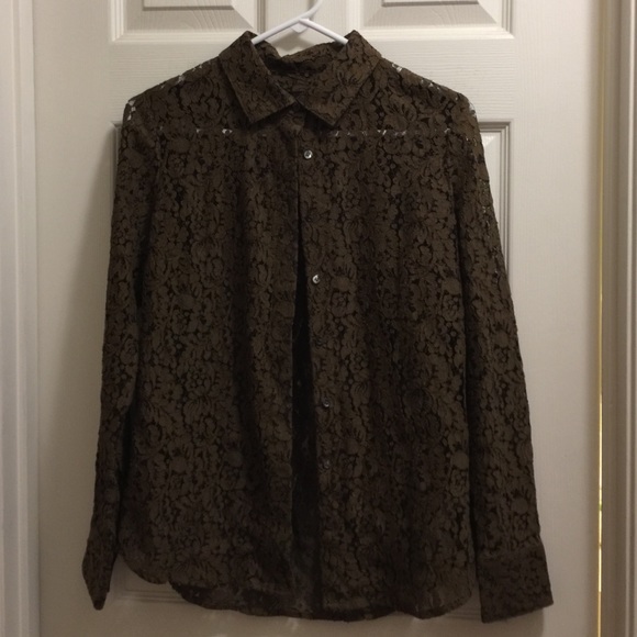 Brown lace J.Crew top
