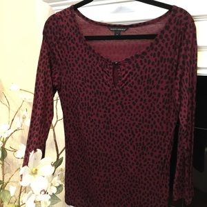 Banana Republic Animal Print Keyhole Blouse