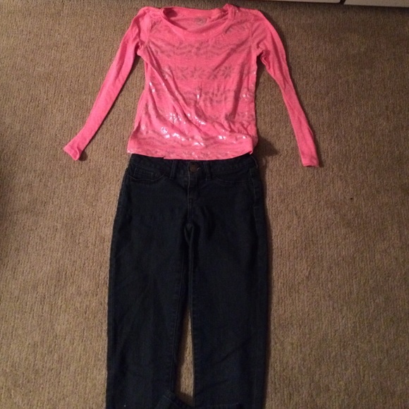 Pink long sleeved shirt and leggings