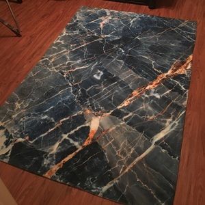 Blue marble area rug