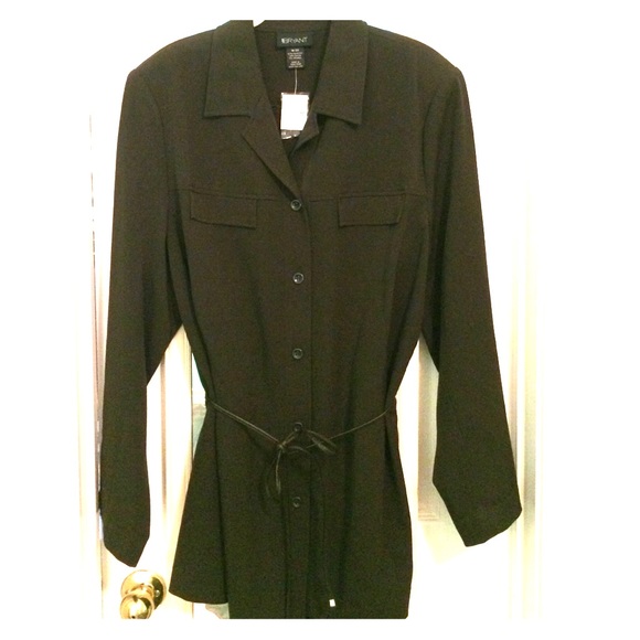 Button Down Top w/ Vegan Leather Belt