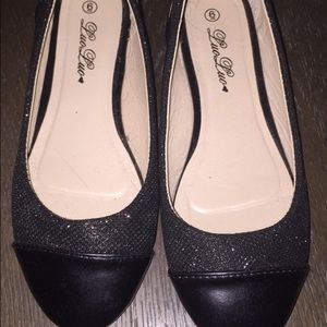 Black sparkly flats