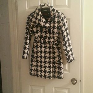 Black and white girls faux wool coat