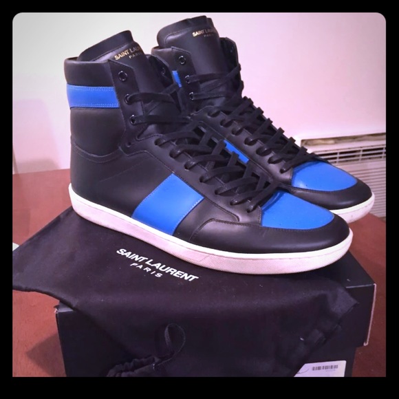 Ysl Saint Laurent hightop shoes black and blue