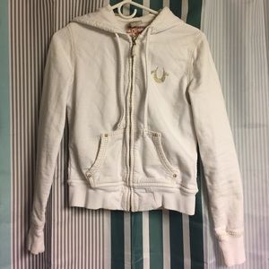 True Religion White Zip-up Hoodie