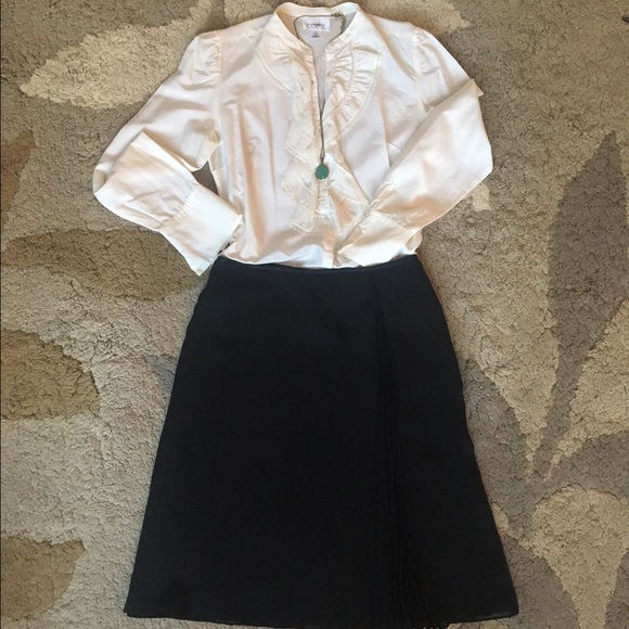 Long sleeve LOFT button down with lace accents.