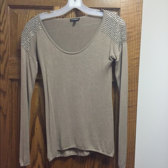 Beaded taupe sweater from Express