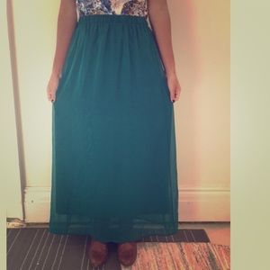 Flowy teal maxi skirt