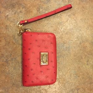 Michael Kors Red Ostrich Wristlet
