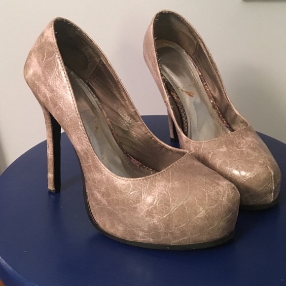 Snakeskin platform heels