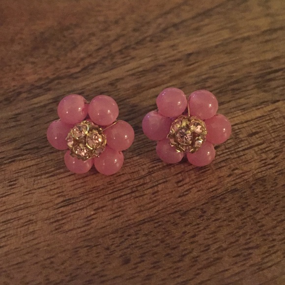 Anthropologie Beaded Flower Studs