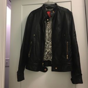 Black pleather motorcycle jacket