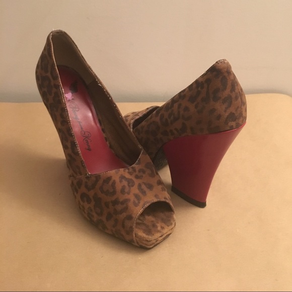 Leopard Red Heel Penny Loves Kenny Wedges