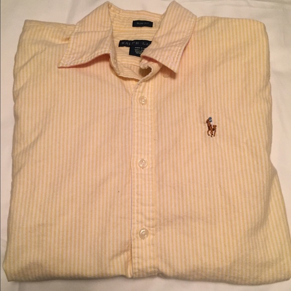 Yellow and white striped button down