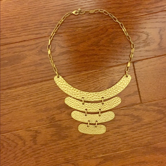 Stacked Aztec collar gold necklace