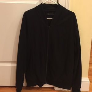T by Alexander Wang black zip up poly jacket