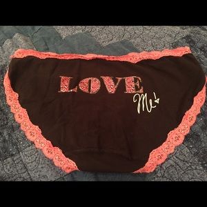 Cacique Black Bikini Panties with Hot Pink Lace