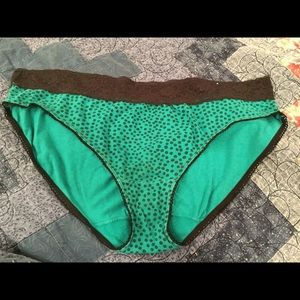 Cacique Dark Green Panty with Black Lace