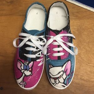 Pink and the brain shoes hand painted