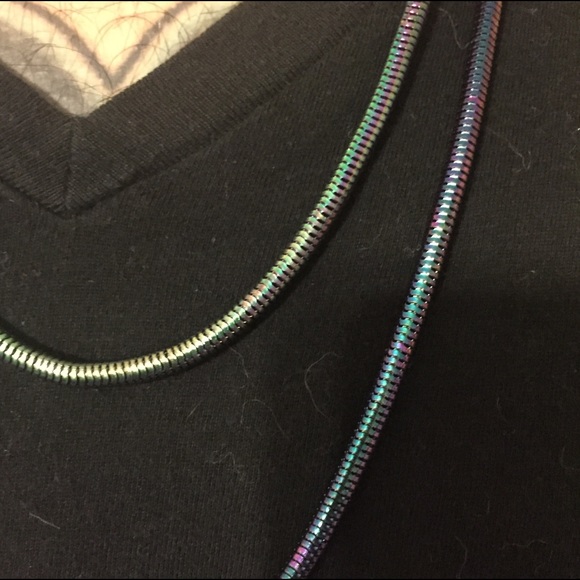 MENS• snake chain : 32" gasoline plated hematite - Picture 3 of 3