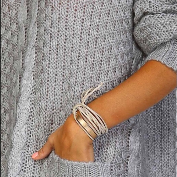 🆕 Chunky cable knit crochet grey sweater dress - Picture 4 of 4