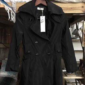 Mid-Length Black Trench Coat