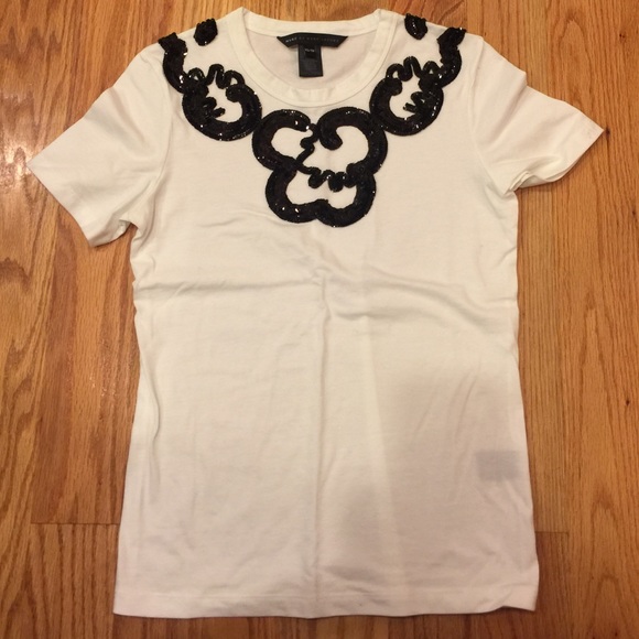 Marc by Marc Jacobs embellished white cotton tee