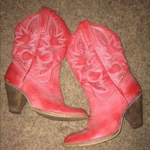 pink-reddish boots