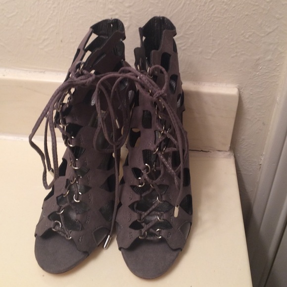 Gray Lace Up Heels.. Never worn