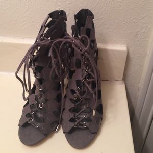 Gray Lace Up Heels.. Never worn