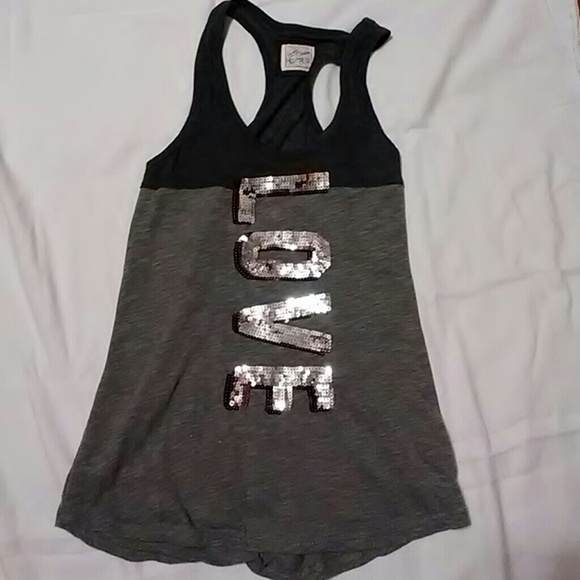 Cute Reflex tank top. Love in sequence 2 tone grey