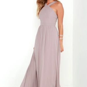 Lulu's taupe formal gown