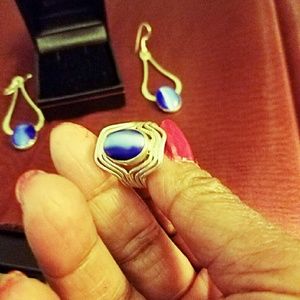 Blue Sapphire earrings and ring