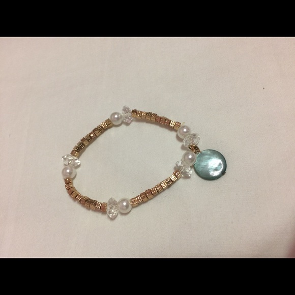 Gold Blue Charm Bracelet