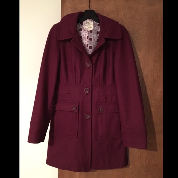 Burgundy Tulle Winter Peacoat