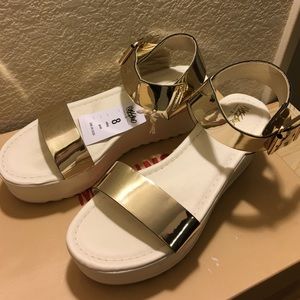 Sexy gold platform strap sandals