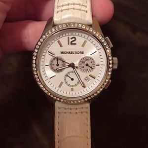 Michael Kors white watch silver tone