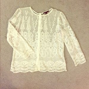 Embroidered White Lace Cover Up