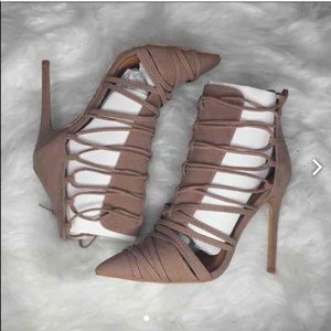 Laces up high heels