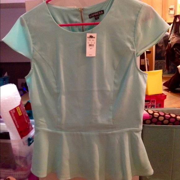 NWT - Express peplum top size small, light blue.