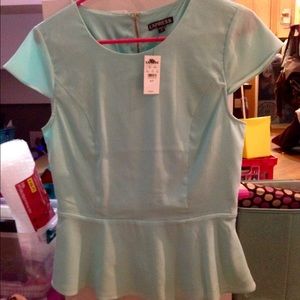 NWT - Express peplum top size small, light blue.