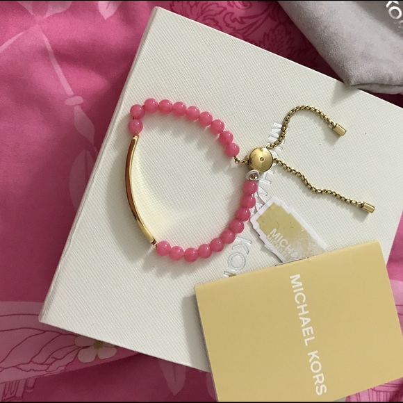 Michael Kors Jewelry - MK Gold- Tone Beaded Stone Sliders Bracelet